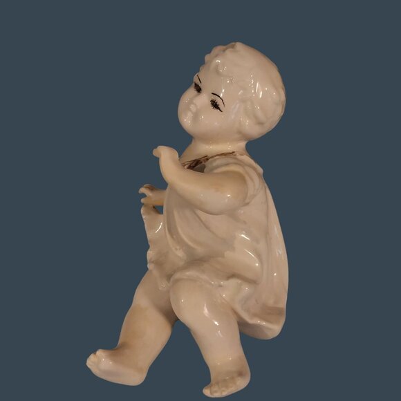 Vintage Antique German Porcelain Piano Baby With Glass Eyes READ - Picture 2 of 10